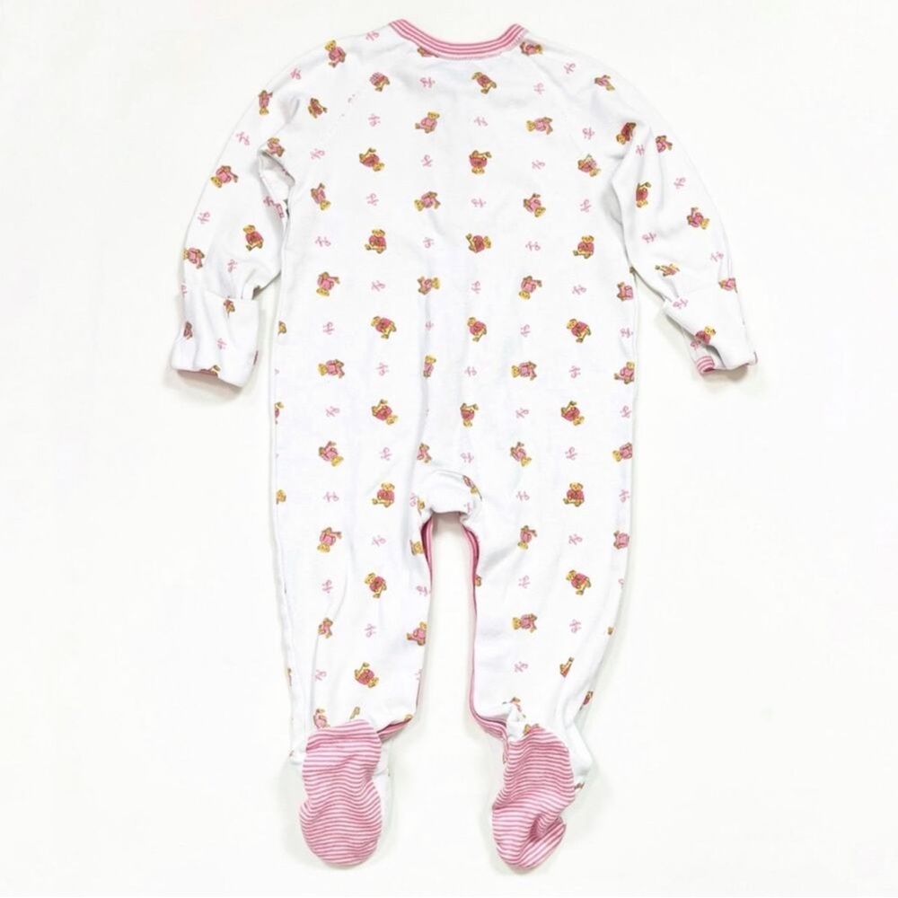 Ralph Lauren Polo Bear Footed Onesie 3M Girls Pink Ralph Lauren Christmas - Picture 6 of 10
